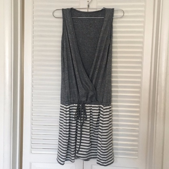 Heather Grey Mapale Dress w/ Horizontal Stripes - Picture 1 of 4